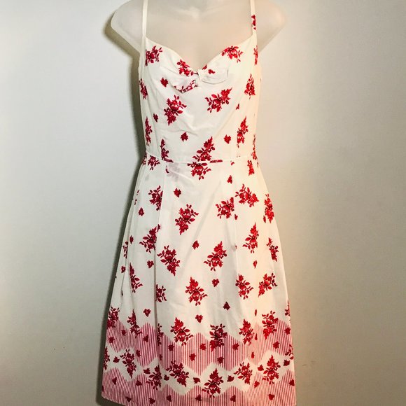 LOFT Dresses & Skirts - LOFT Red & Cream Floral Summer Dress, Sz 6